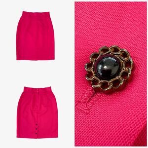 VTG 80s High Waist Pencil Skirt Women S / M 28" Hot Pink | Barbiecore Maximalism